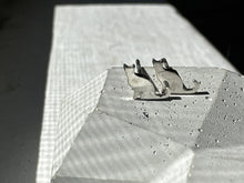 Load image into Gallery viewer, tiny silver cat stud earrings
