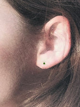 Load image into Gallery viewer, chrome diopside stud earrings - 2mm

