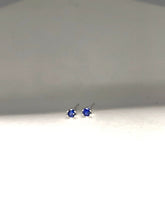 Load image into Gallery viewer, blue sapphire stud earrings - 2mm
