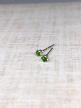 Load image into Gallery viewer, chrome diopside stud earrings - 2mm
