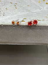 Load image into Gallery viewer, Orange CZ stud earrings - 3mm
