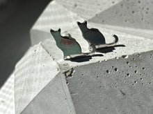 Load image into Gallery viewer, tiny silver cat stud earrings
