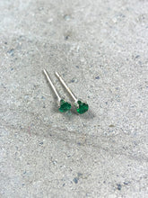 Load image into Gallery viewer, emerald stud earrings - 2mm
