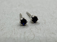 Load image into Gallery viewer, blue sapphire stud earrings - 2mm
