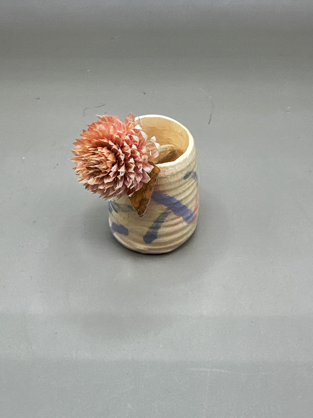 mini vase with blue, pink and purple