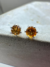 Load image into Gallery viewer, orange sapphire stud earrings - 2mm
