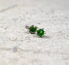 Load image into Gallery viewer, chrome diopside stud earrings - 2mm
