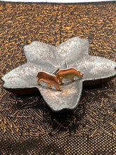 Load image into Gallery viewer, brass rhinoceros earrings
