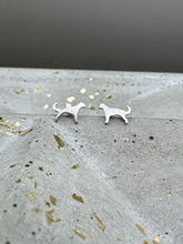 Load image into Gallery viewer, tiny silver dog stud earrings
