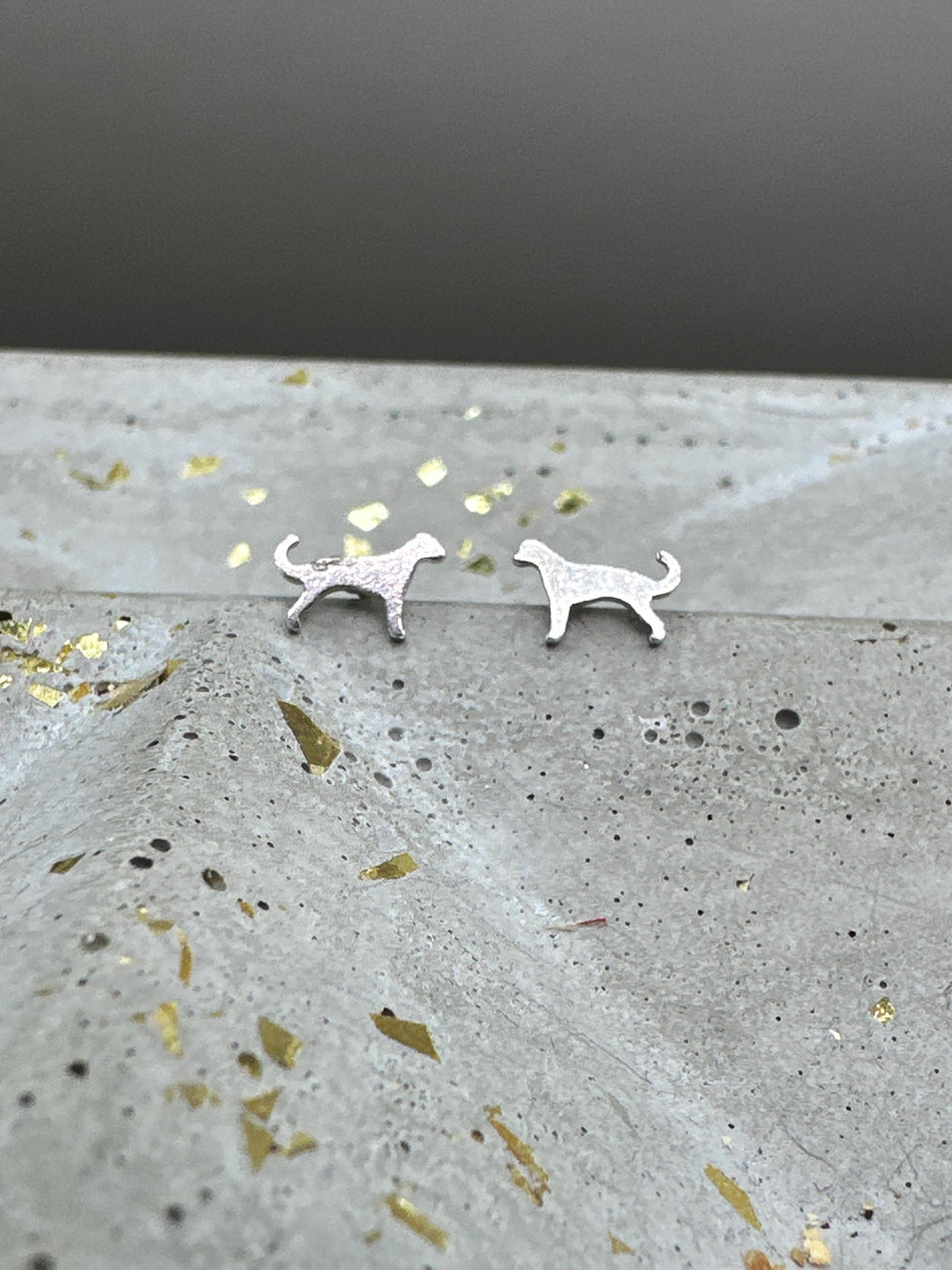 tiny silver dog stud earrings