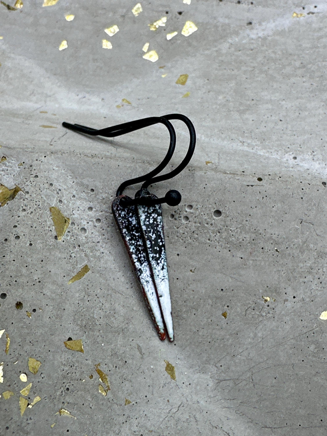 black and white enamel spike earrings