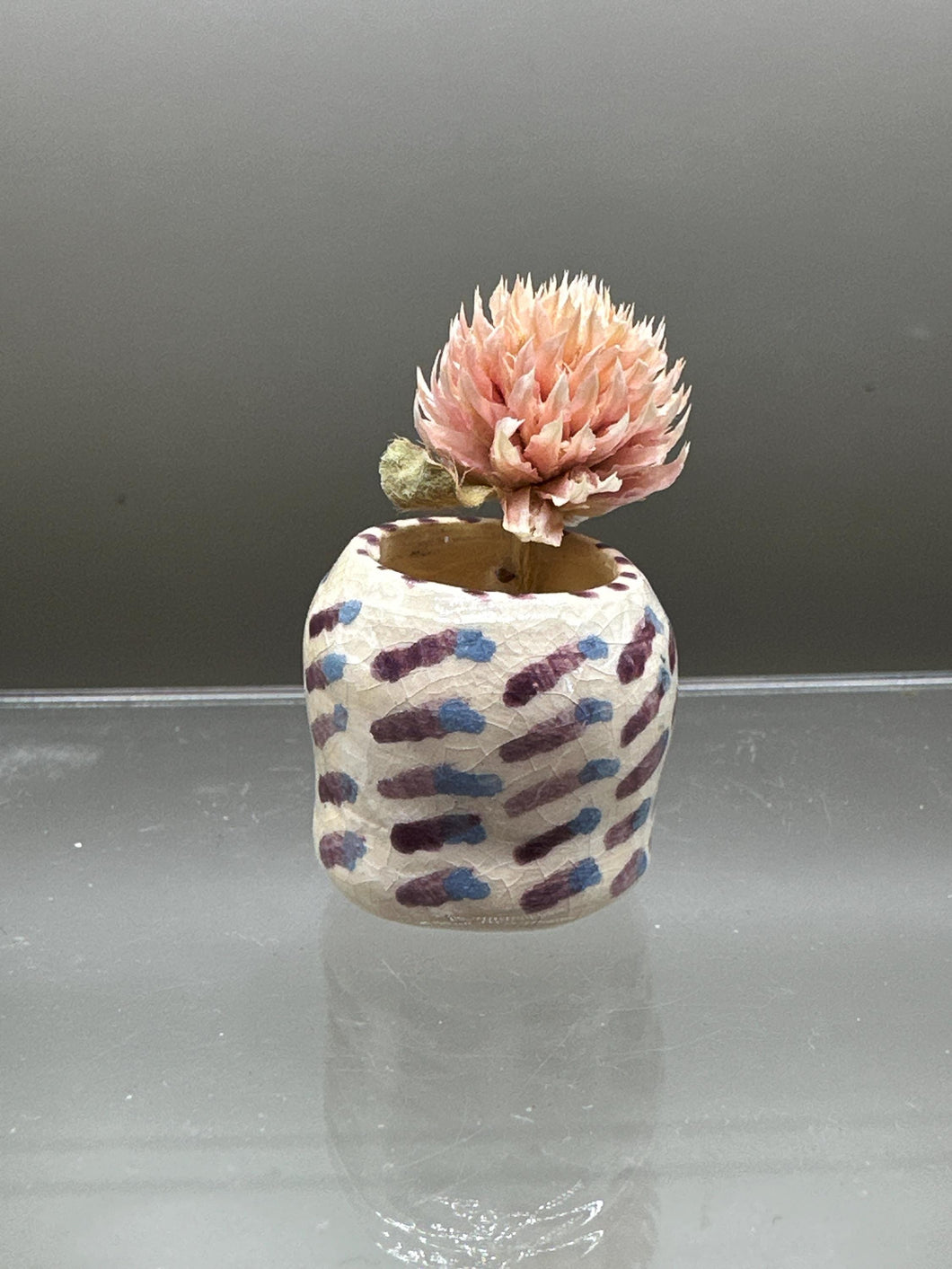 mini vase with blue and purple