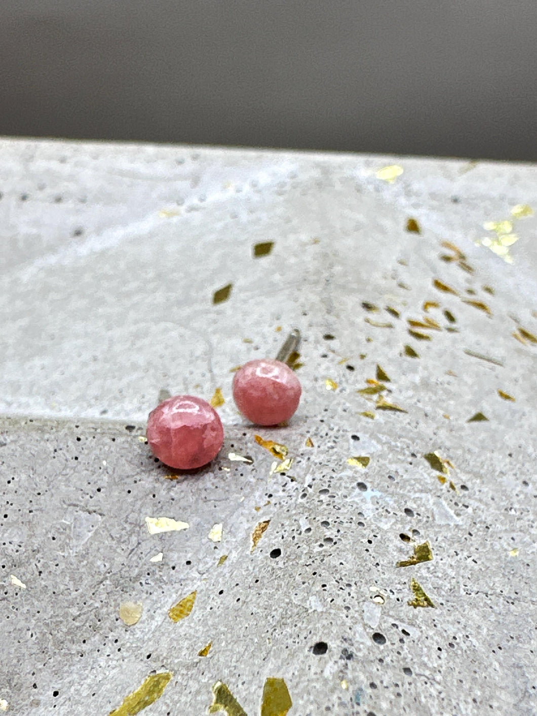 rhodochrosite stud earrings - smaller size