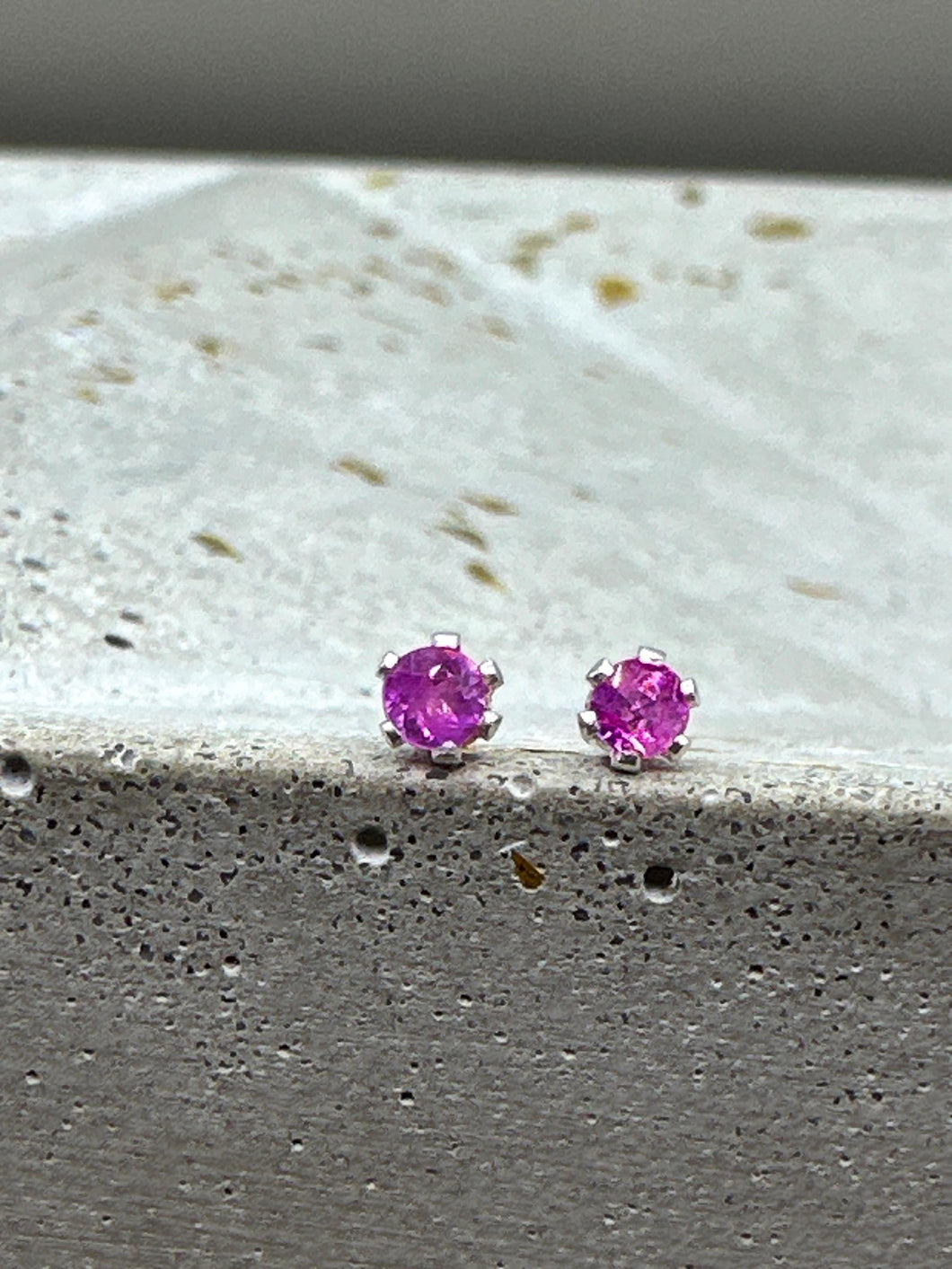 pink sapphire stud earrings - 2mm