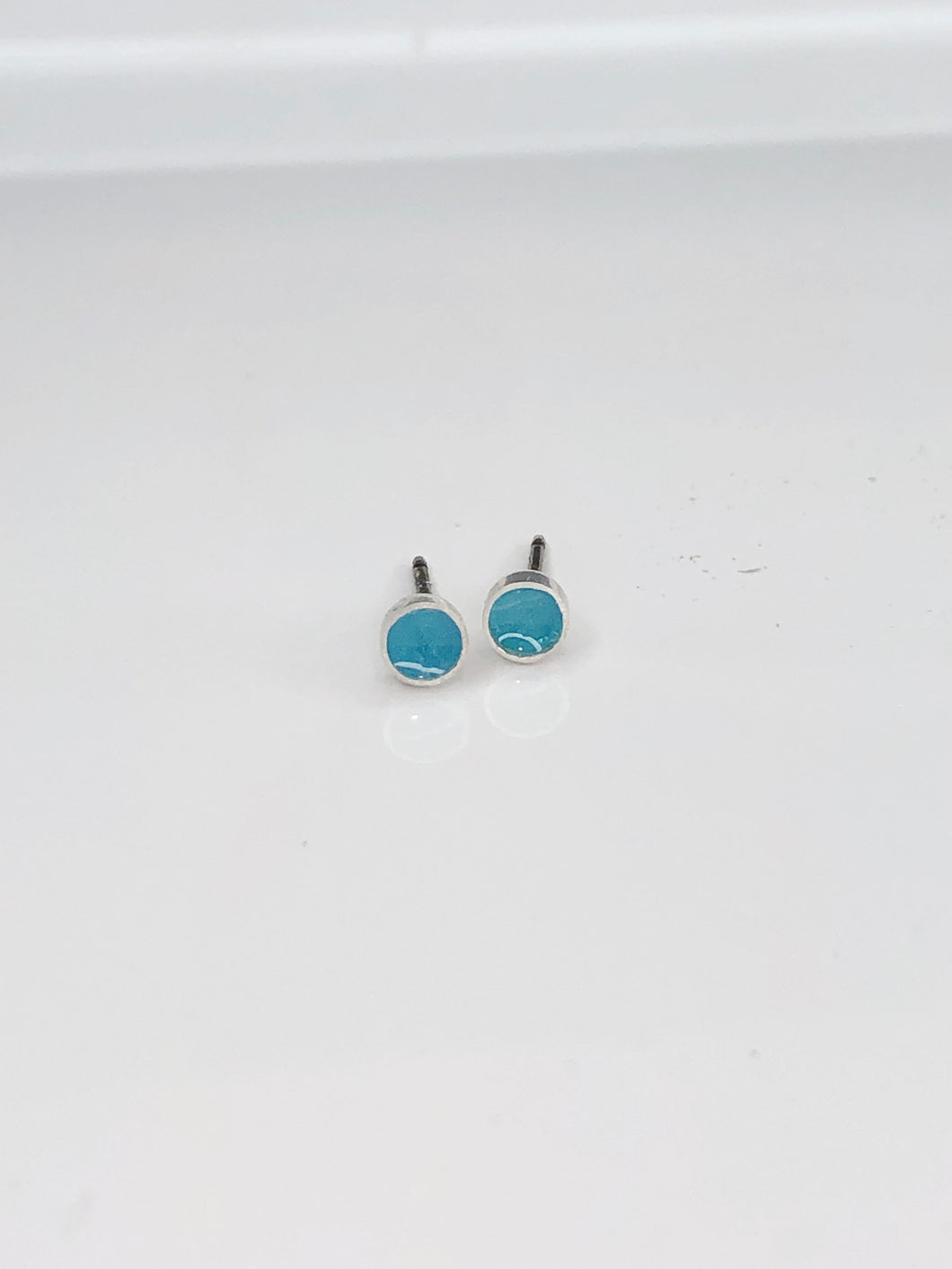 teal enamel earrings