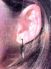 Load image into Gallery viewer, black and white enamel spike earrings
