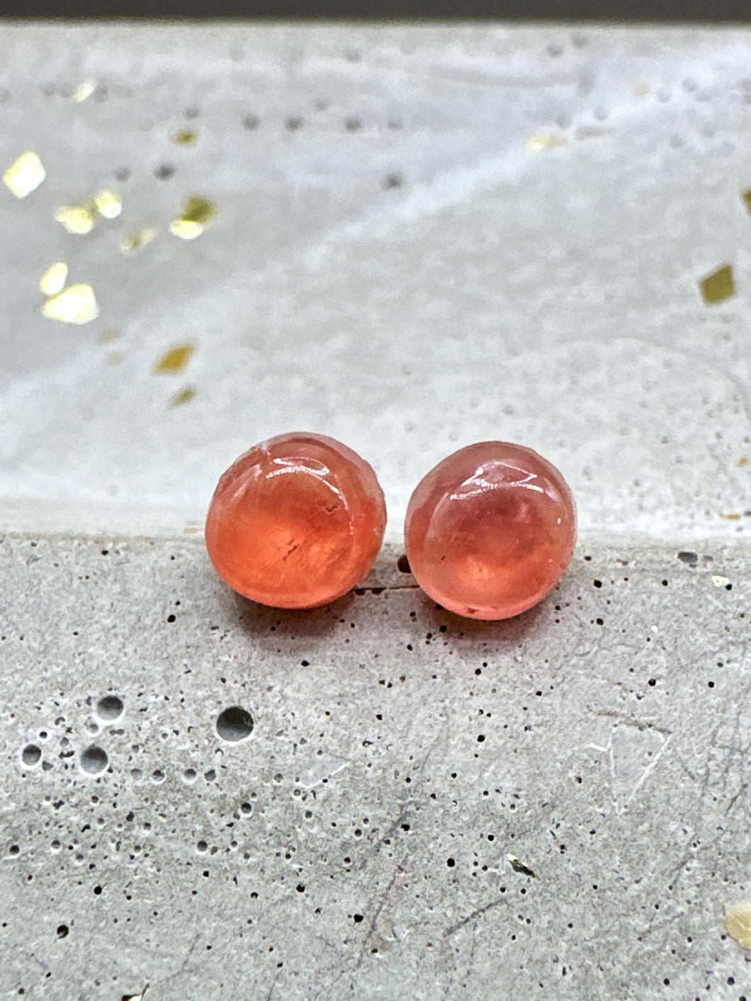 rhodochrosite stud earrings - larger size