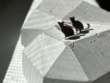 Load image into Gallery viewer, tiny silver cat stud earrings
