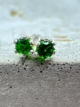 Load image into Gallery viewer, chrome diopside stud earrings - 2mm
