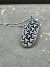 Load image into Gallery viewer, navy triangles pendant
