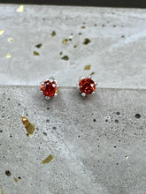 Load image into Gallery viewer, Orange CZ stud earrings - 3mm
