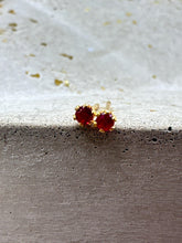 Load image into Gallery viewer, ruby stud earrings in gold - 2mm
