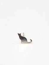 Load image into Gallery viewer, tiny silver cat stud earring
