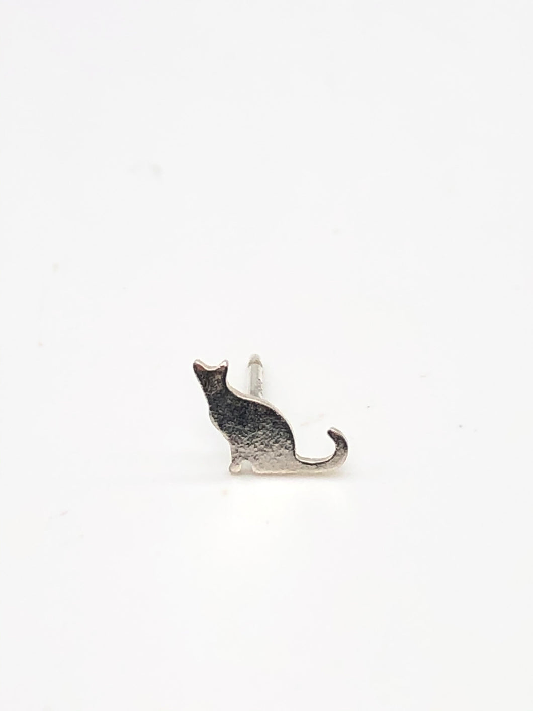 tiny silver cat stud earring