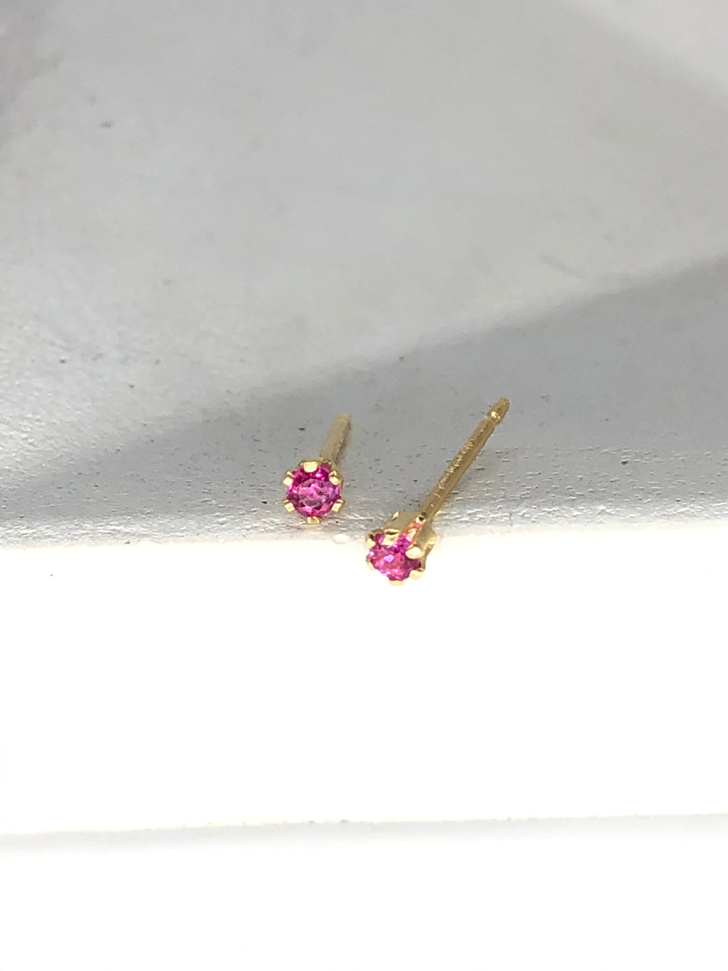 ruby stud earrings - 2mm