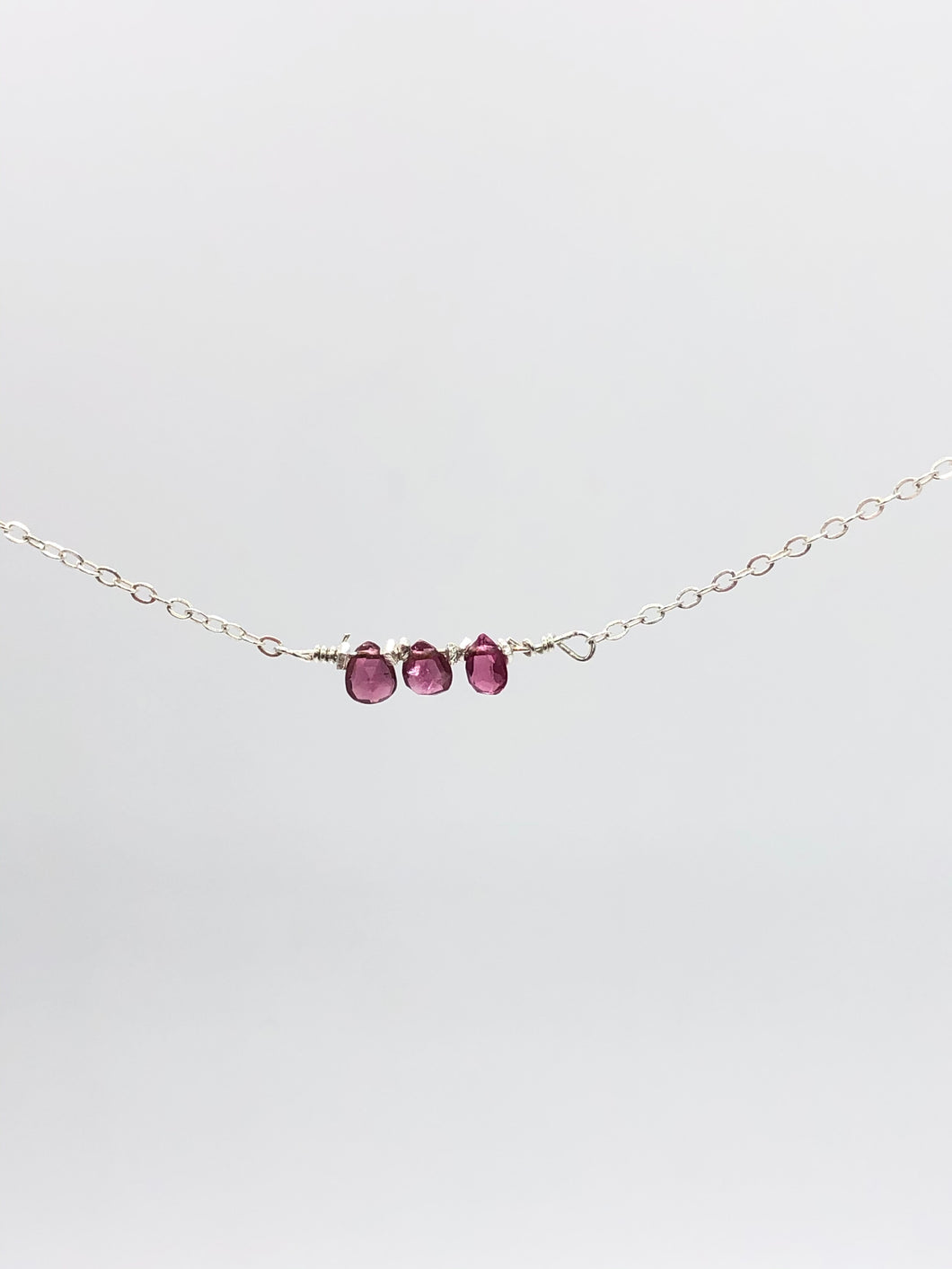 ruby and silver bead necklace