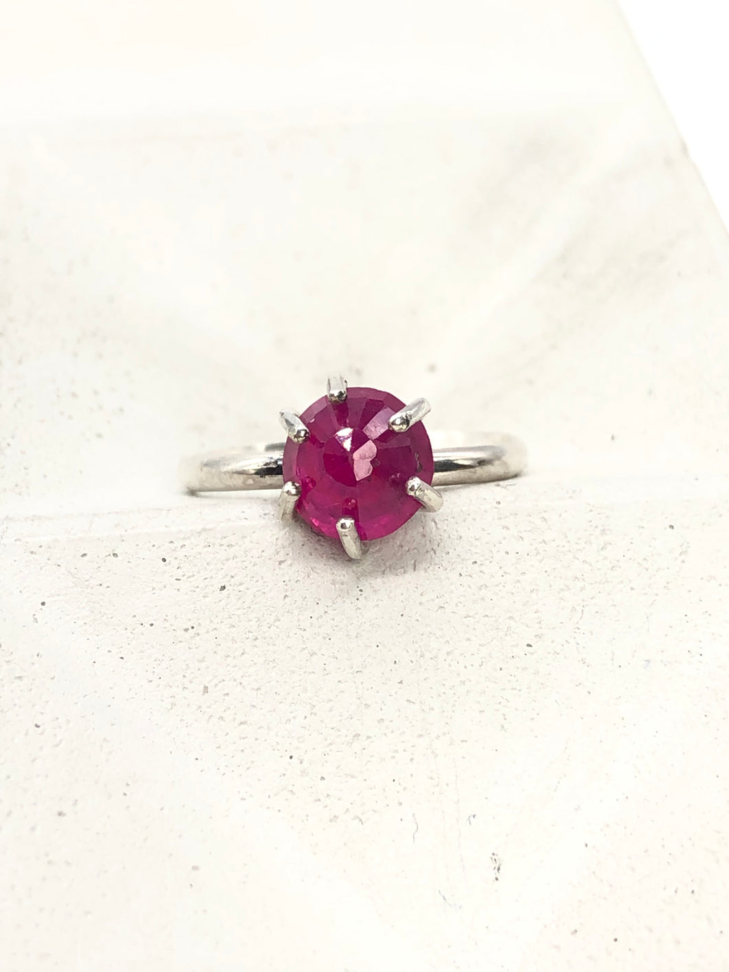 ruby and silver ring