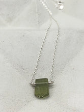 Load image into Gallery viewer, green tourmaline pendant on silver chain
