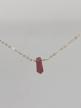 Load image into Gallery viewer, pink tourmaline pendant on gold-filled chain
