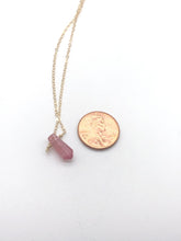 Load image into Gallery viewer, pink tourmaline pendant on gold-filled chain
