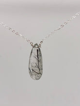 Load image into Gallery viewer, tourmalinated quartz pendant on silver chain
