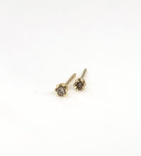 Load image into Gallery viewer, champagne diamond stud earrings - 2mm
