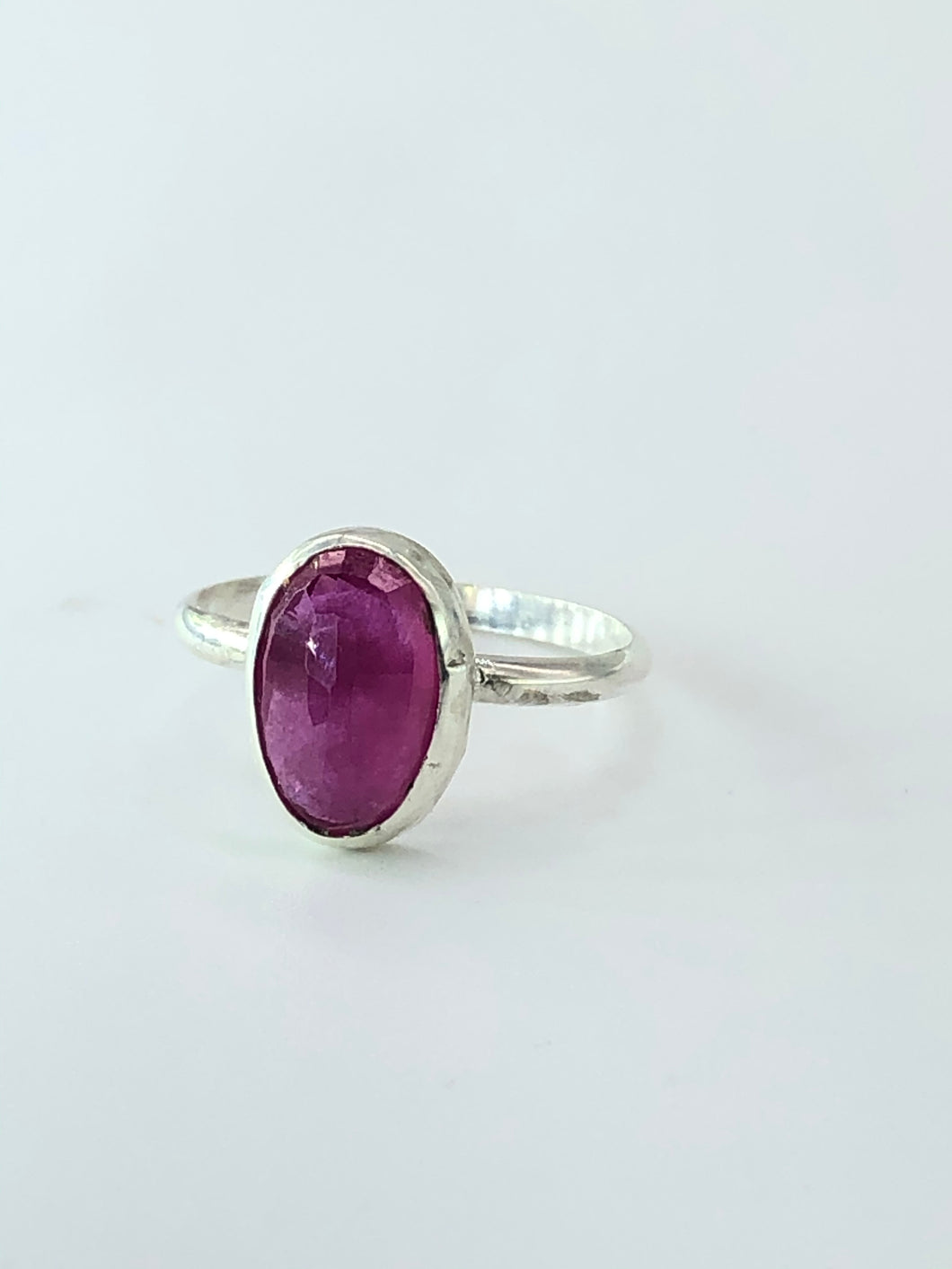 ruby and silver bezel ring