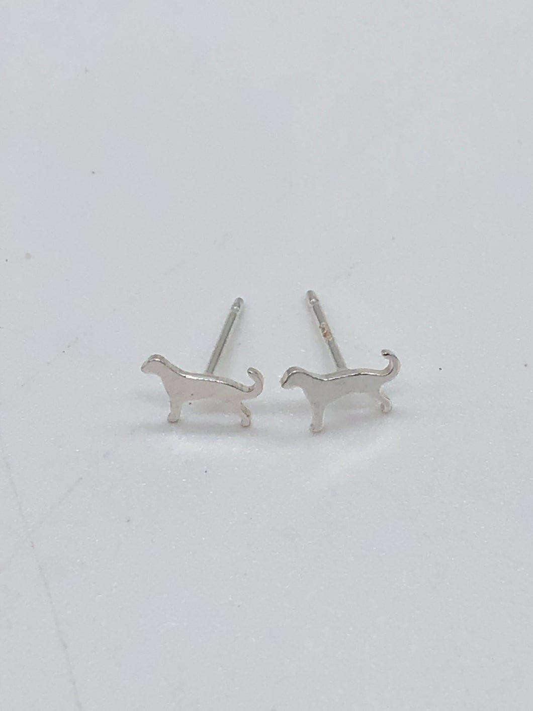 tiny silver dog stud earrings