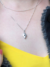 Load image into Gallery viewer, silver &quot;diamond&quot; necklace with black spinel stone
