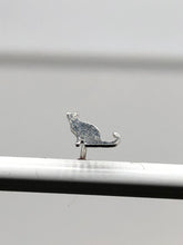 Load image into Gallery viewer, tiny silver cat stud earring
