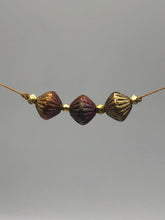 Load image into Gallery viewer, gold cord necklace with gold and copper glass beads
