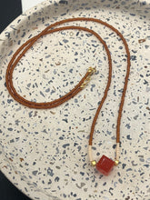 Load image into Gallery viewer, carnelian cube bead necklace
