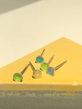 Load image into Gallery viewer, lime yellow enamel earrings
