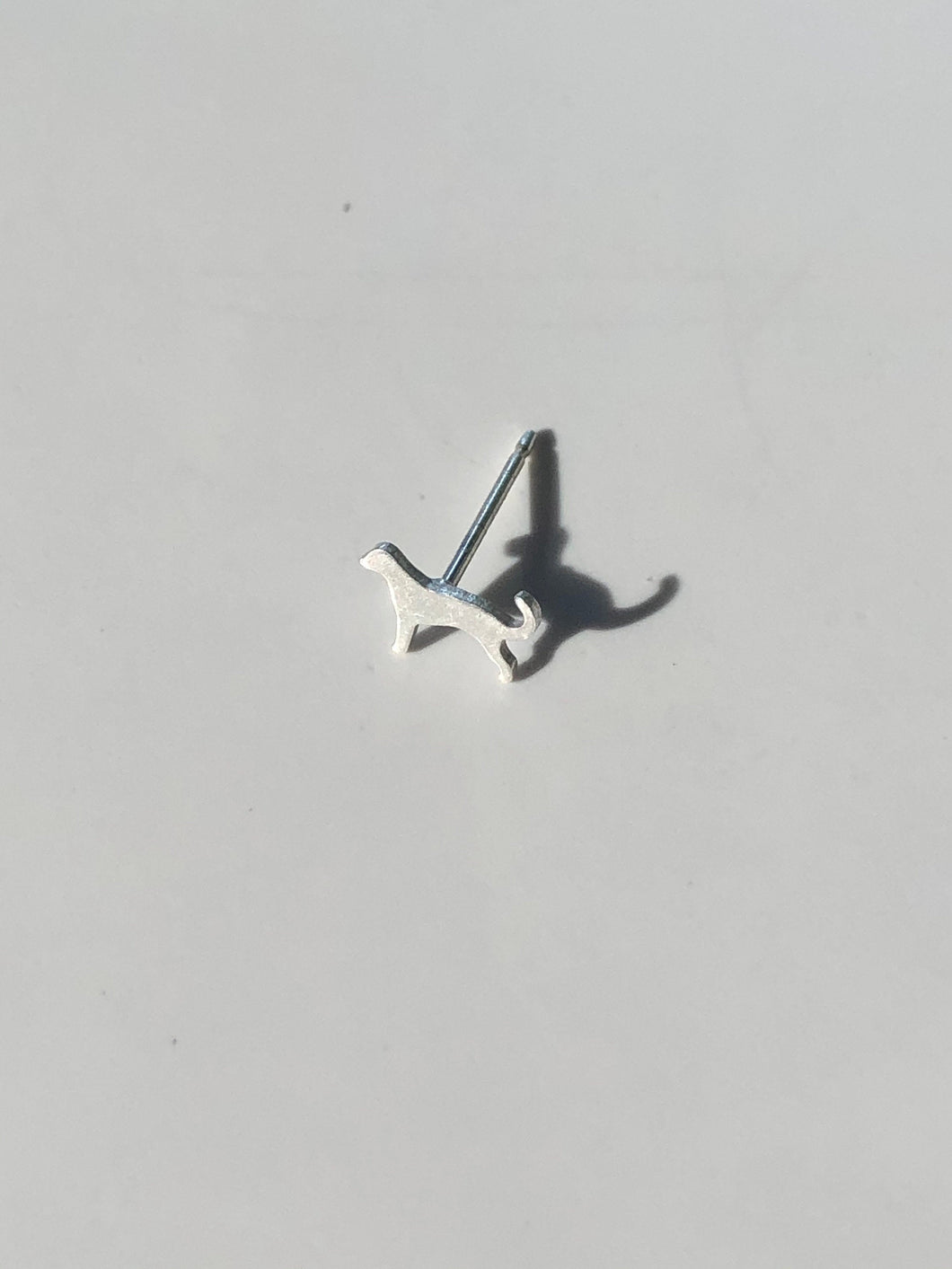 tiny silver dog stud earring