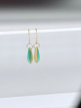 Load image into Gallery viewer, green and cream earrings
