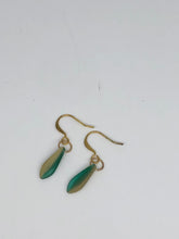 Load image into Gallery viewer, green and cream earrings
