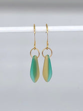 Load image into Gallery viewer, green and cream earrings
