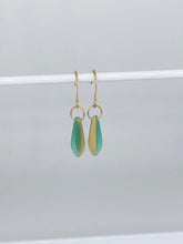 Load image into Gallery viewer, green and cream earrings
