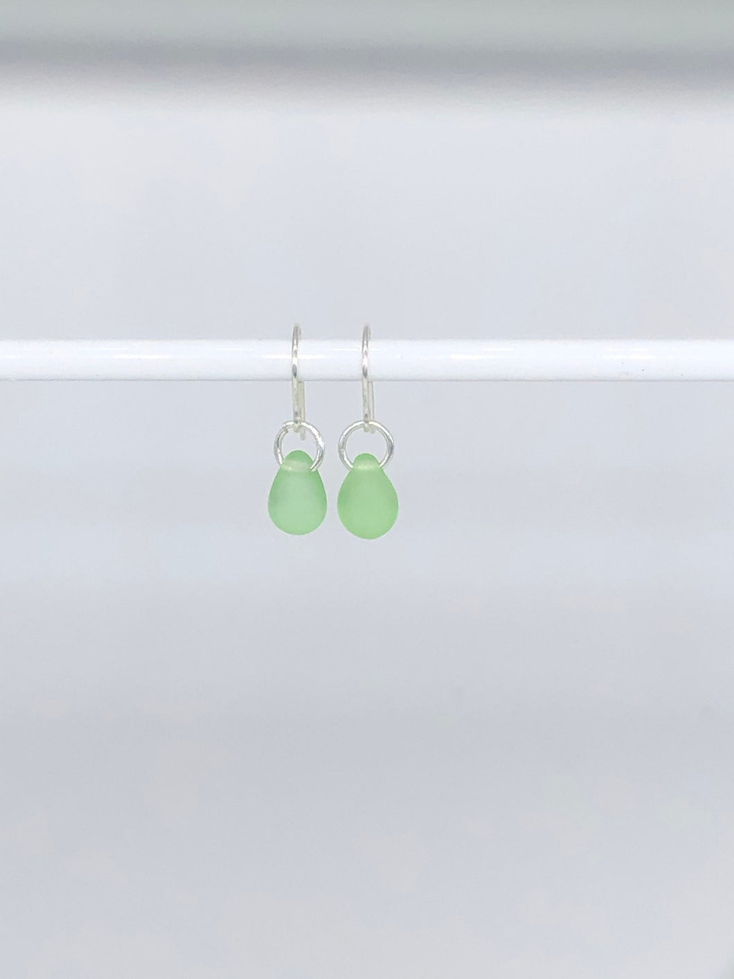 mint green glass earrings