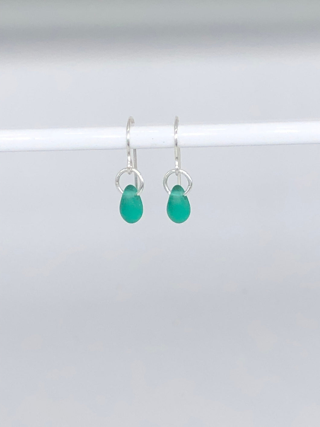 jade green glass earrings